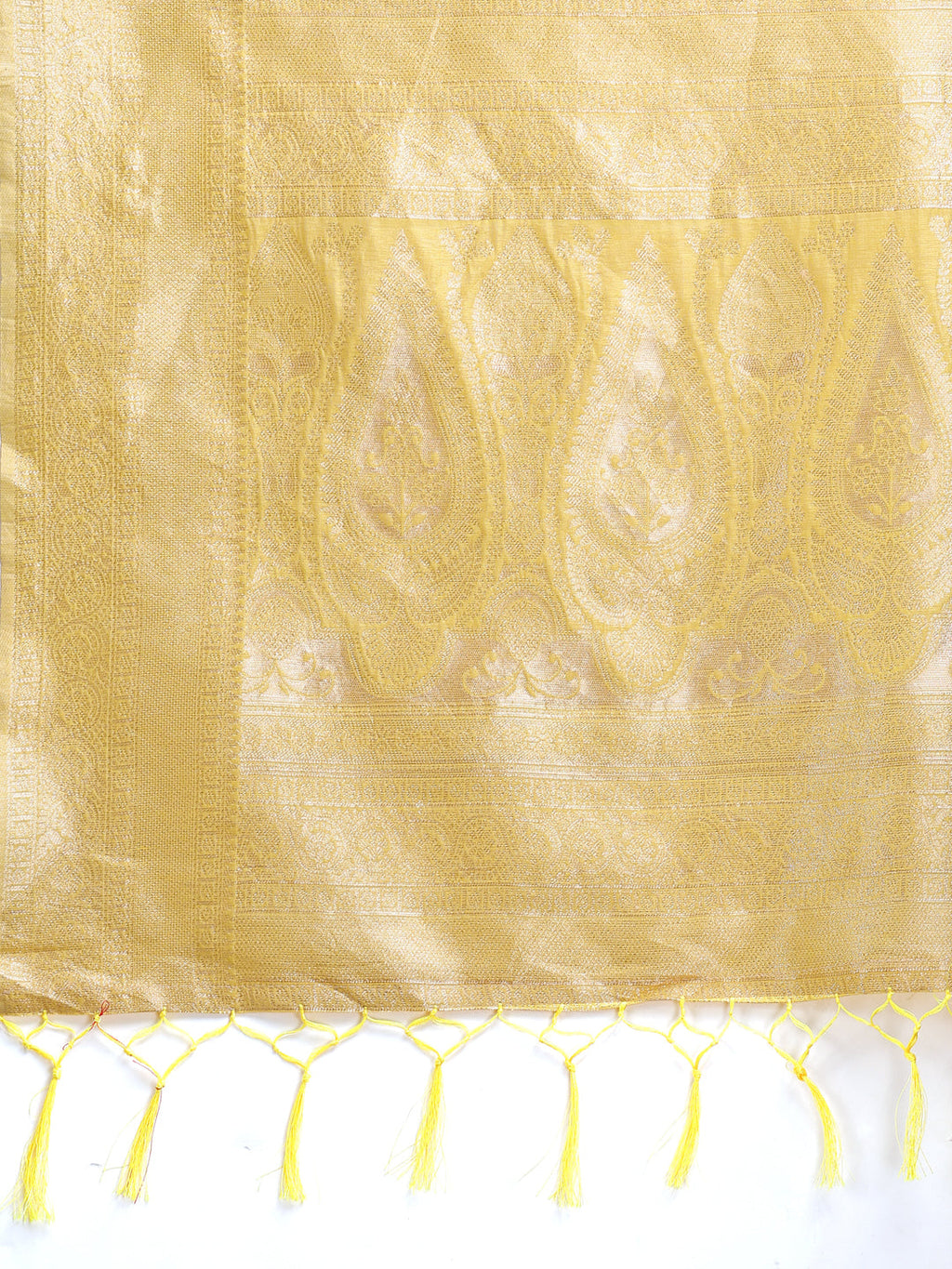 Yellow Linen Cotton Saree for Women with Subtle Shimmer Finish