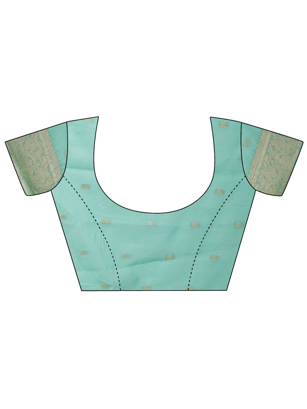 Sea Green Cotton Saree with Golden Zari Work