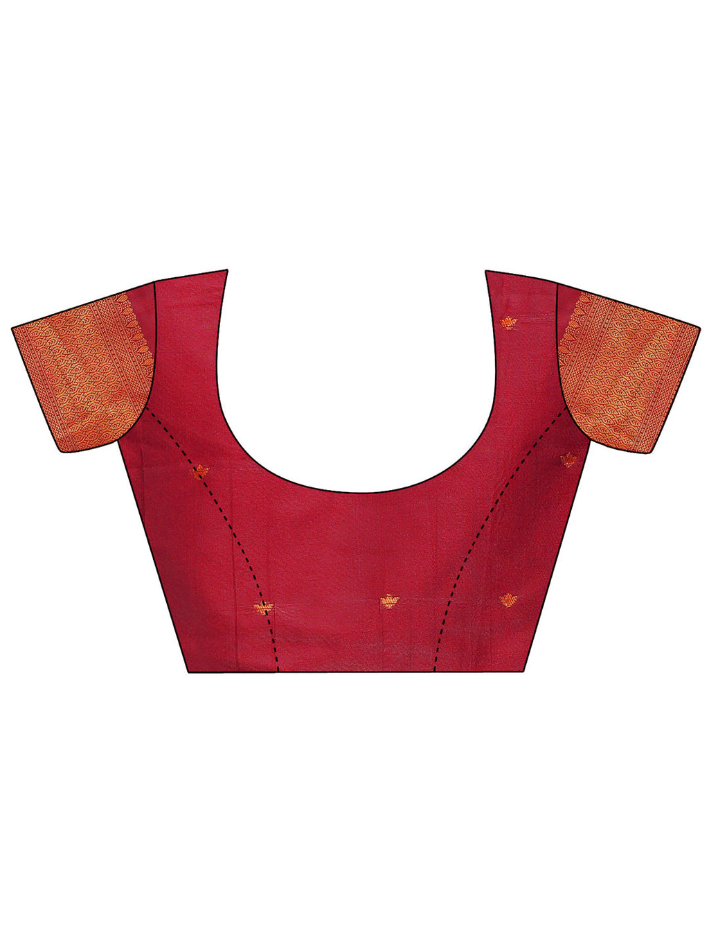 Maroon Linen Cotton Saree with Golden Zari Leaf Woven Motifs