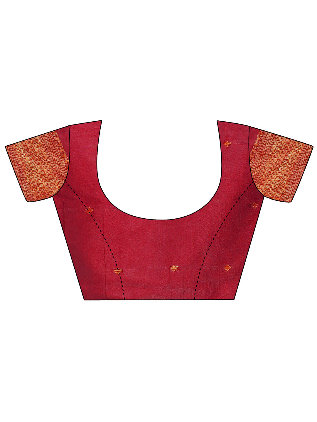 Maroon Linen Cotton Saree with Golden Zari Leaf Woven Motifs