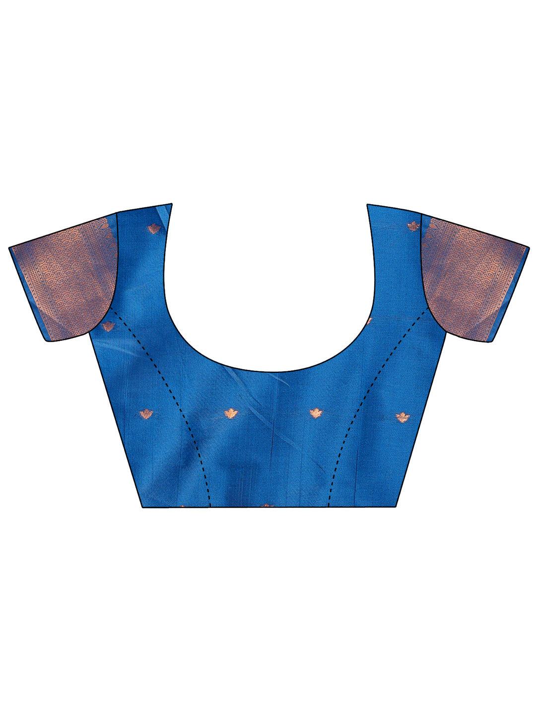 Sky Blue Linen Cotton Saree with Golden Zari Leaf Design