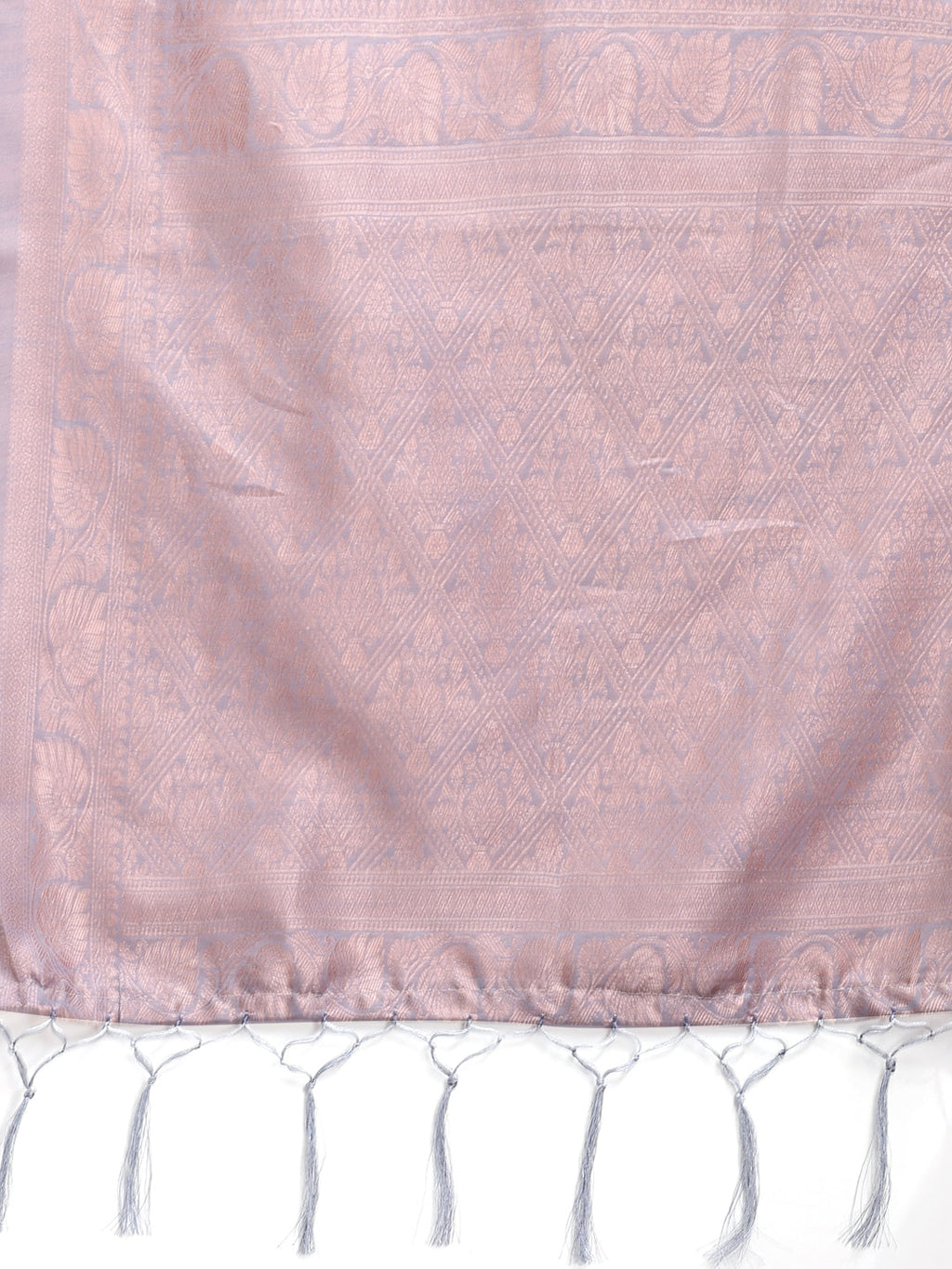 Grey Linen Cotton Woven Zari Saree with Traditional Tassels