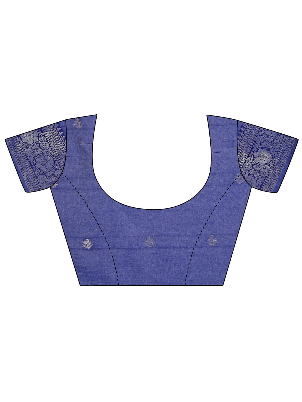 Blue & Navy Blue Lichi Silk Saree with Rich Woven Zigzag Border