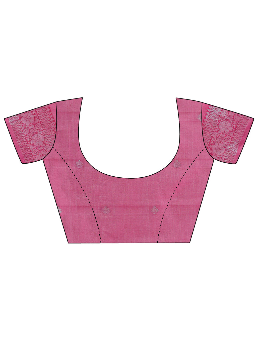 Light Pink & Magenta Lichi Silk Saree with Zigzag Pattern
