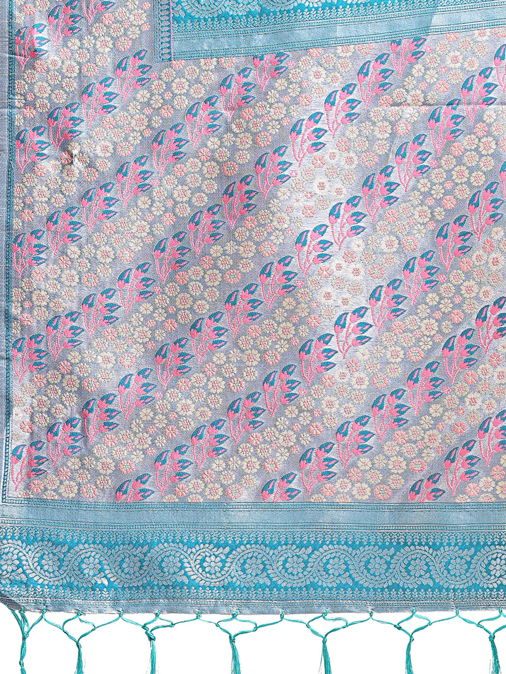 Light Pink Silk Saree with Floral Pattern for Festive Wear