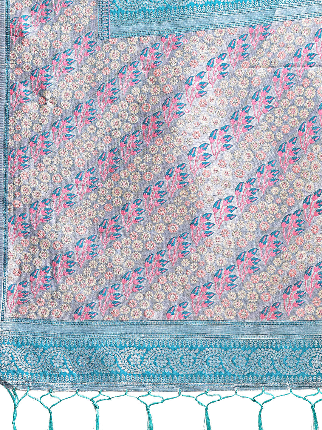 Light Pink Silk Saree with Floral Pattern for Festive Wear
