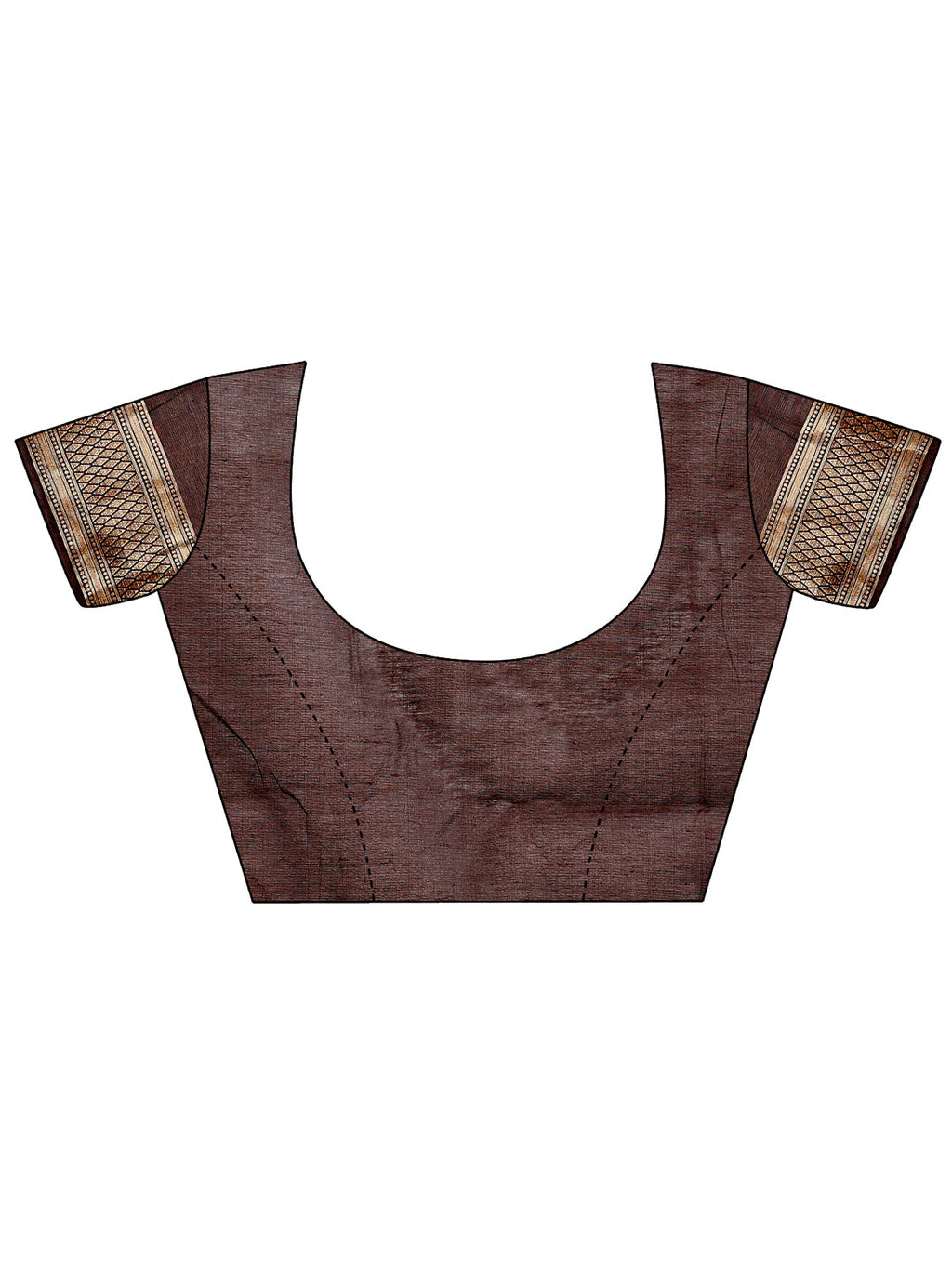 Brown and Beige Linen Cotton Saree with Royal Paisley Accents