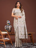 Brown printed traditional saree