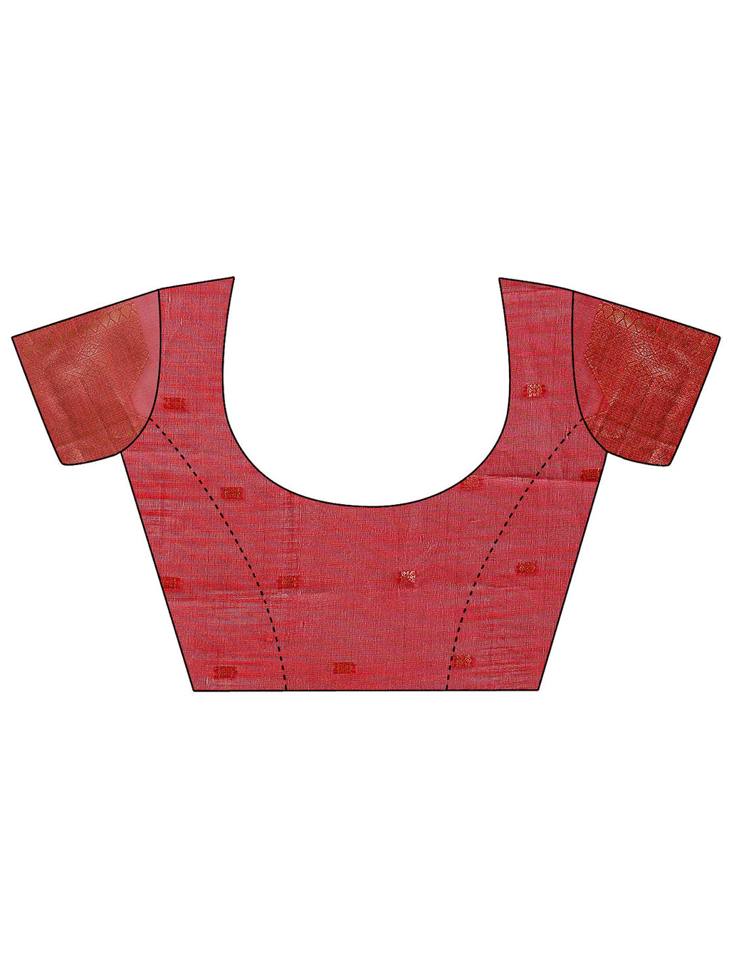 Red Linen Cotton Saree with Geometric Zari Motifs