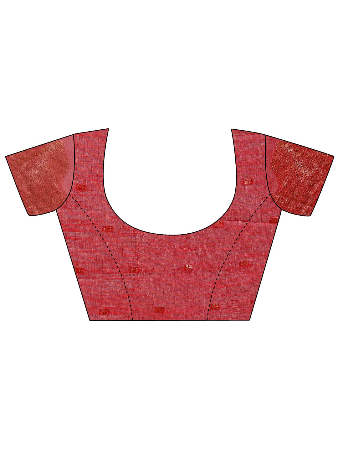 Red Linen Cotton Saree with Geometric Zari Motifs
