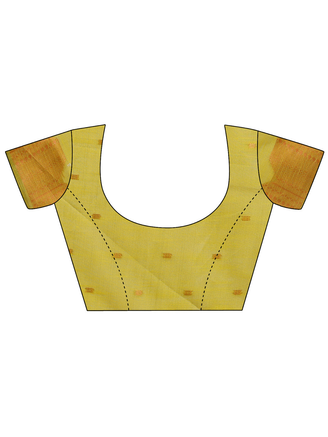 Mustard Linen Cotton Saree with Woven Geometric Zari Motifs