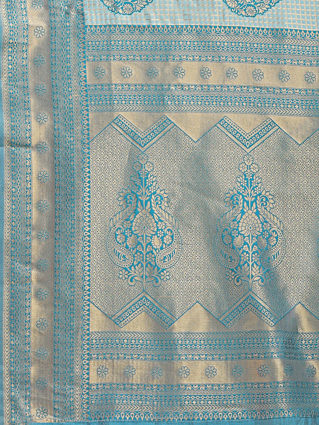 Sea Green Banarasi Silk Saree with Woven Zari and Tassels