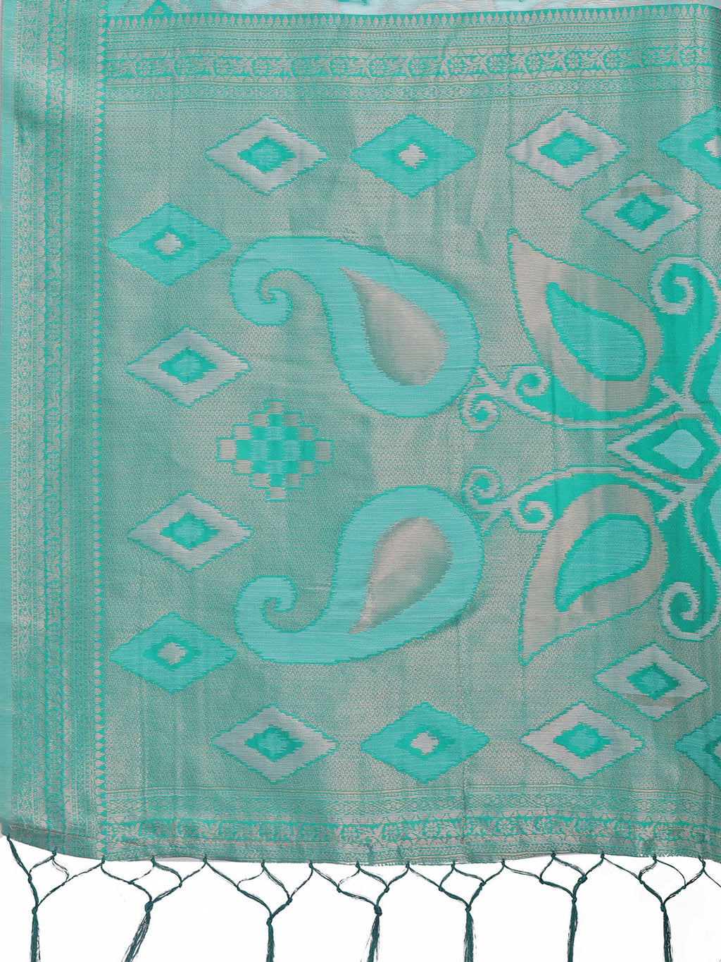 Green Linen Cotton Saree with Woven Motifs and Elegant Pallu