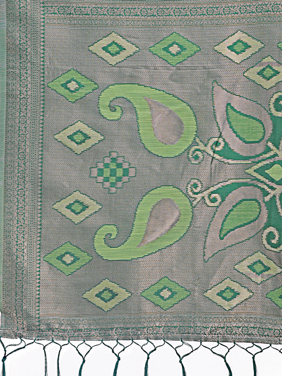 Light Green Linen Cotton Saree with Woven Design