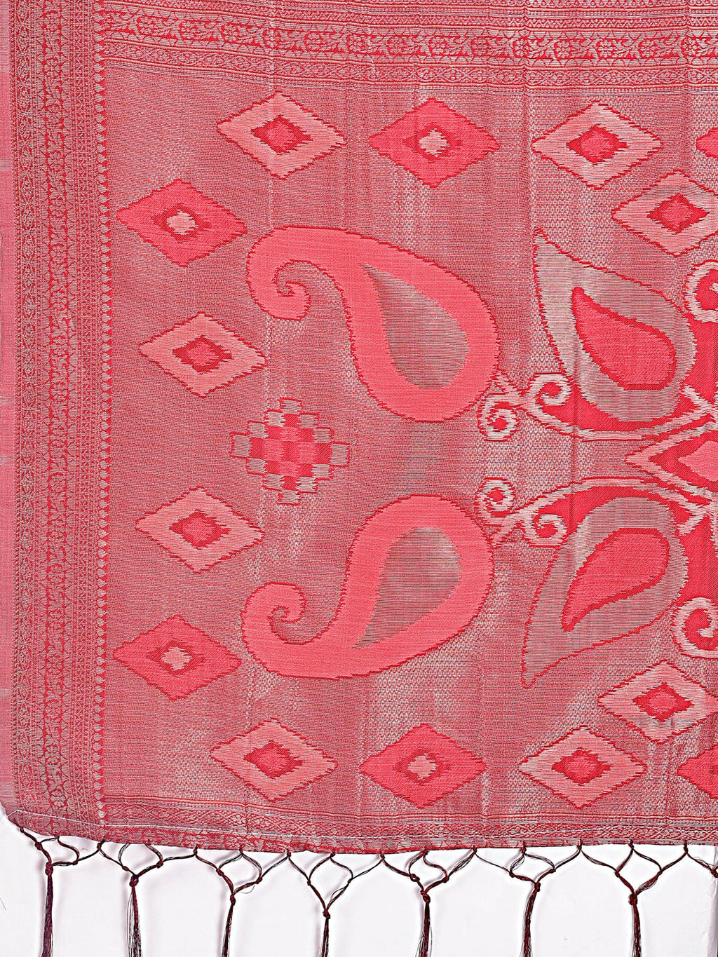Peach Linen Cotton Saree with Woven Motifs and Elegant Pallu