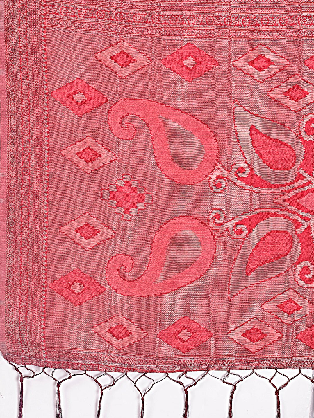 Peach Linen Cotton Saree with Woven Motifs and Elegant Pallu