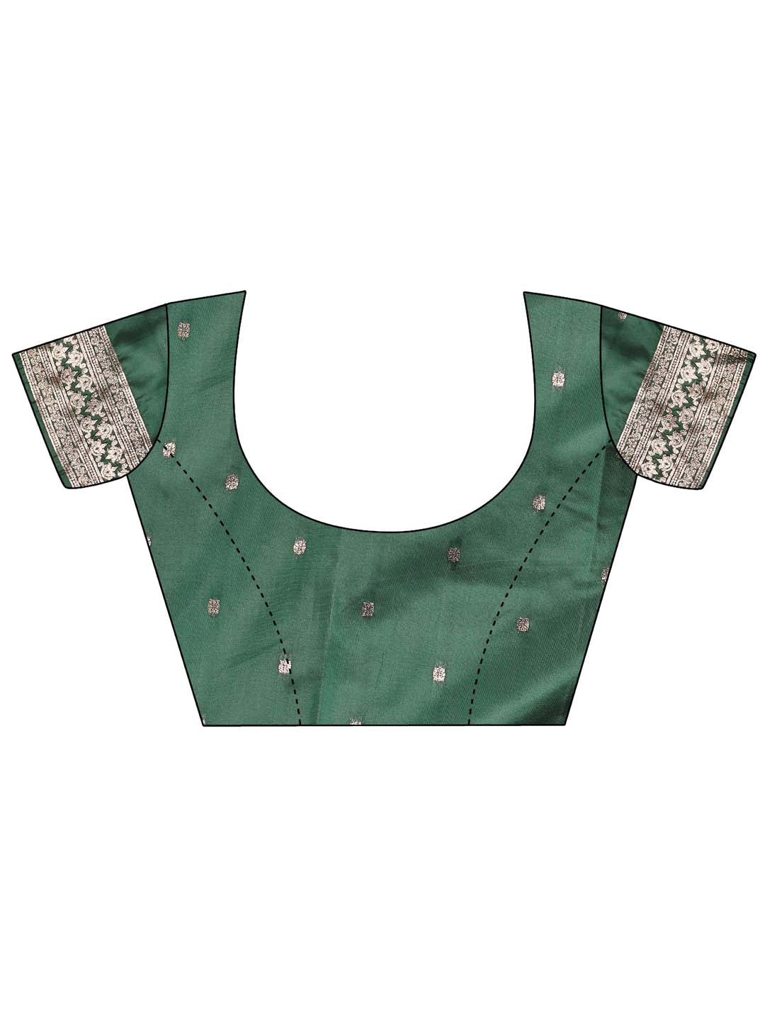 Shree Shyam Fashion Emerald Green Banarasi Silk Saree with Zari Floral Work - Elegance Woven in Every Thread