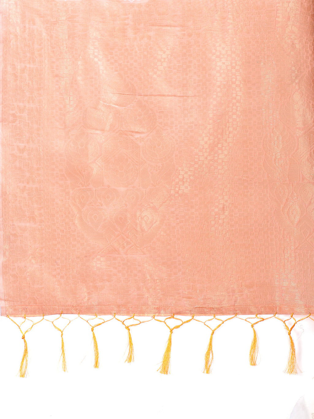 Orange Cotton Woven Zari Work Saree with Traditional Tassels