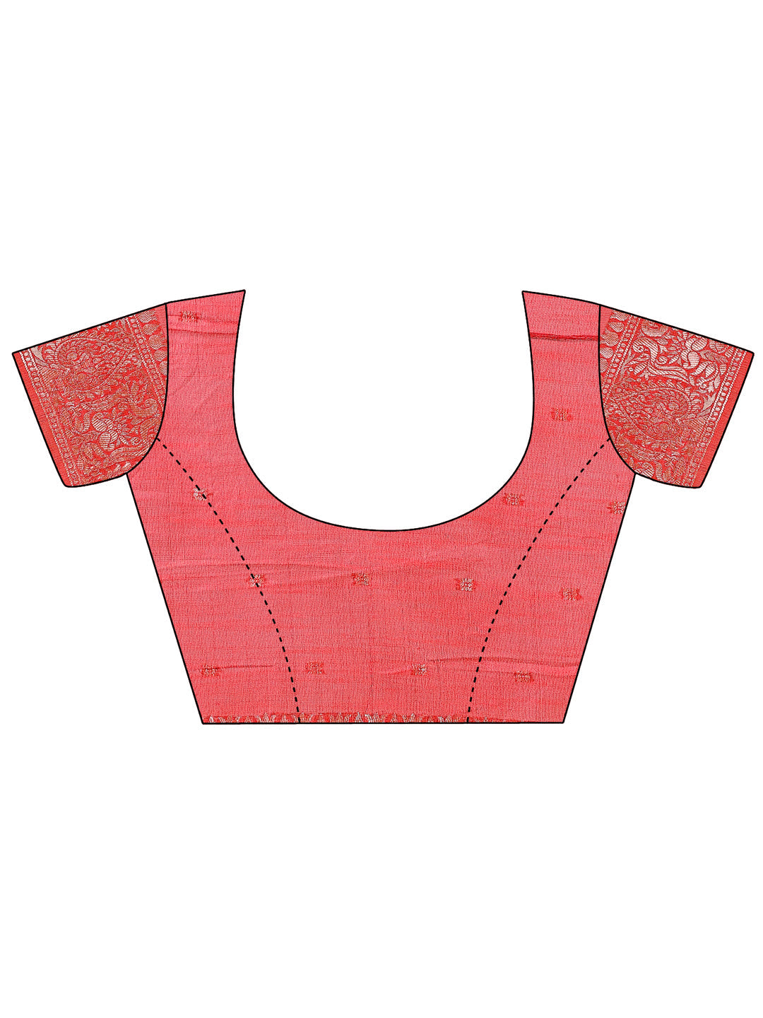 Red Linen Cotton Saree with Silver Zari Border and Geometric Weave