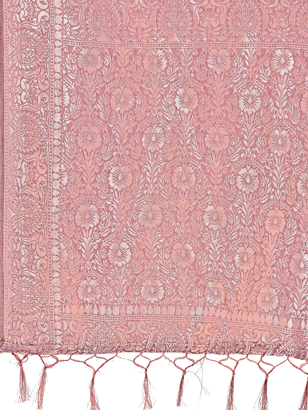 Purple Linen Cotton Saree with Silver Zari Border and Geometric Weave
