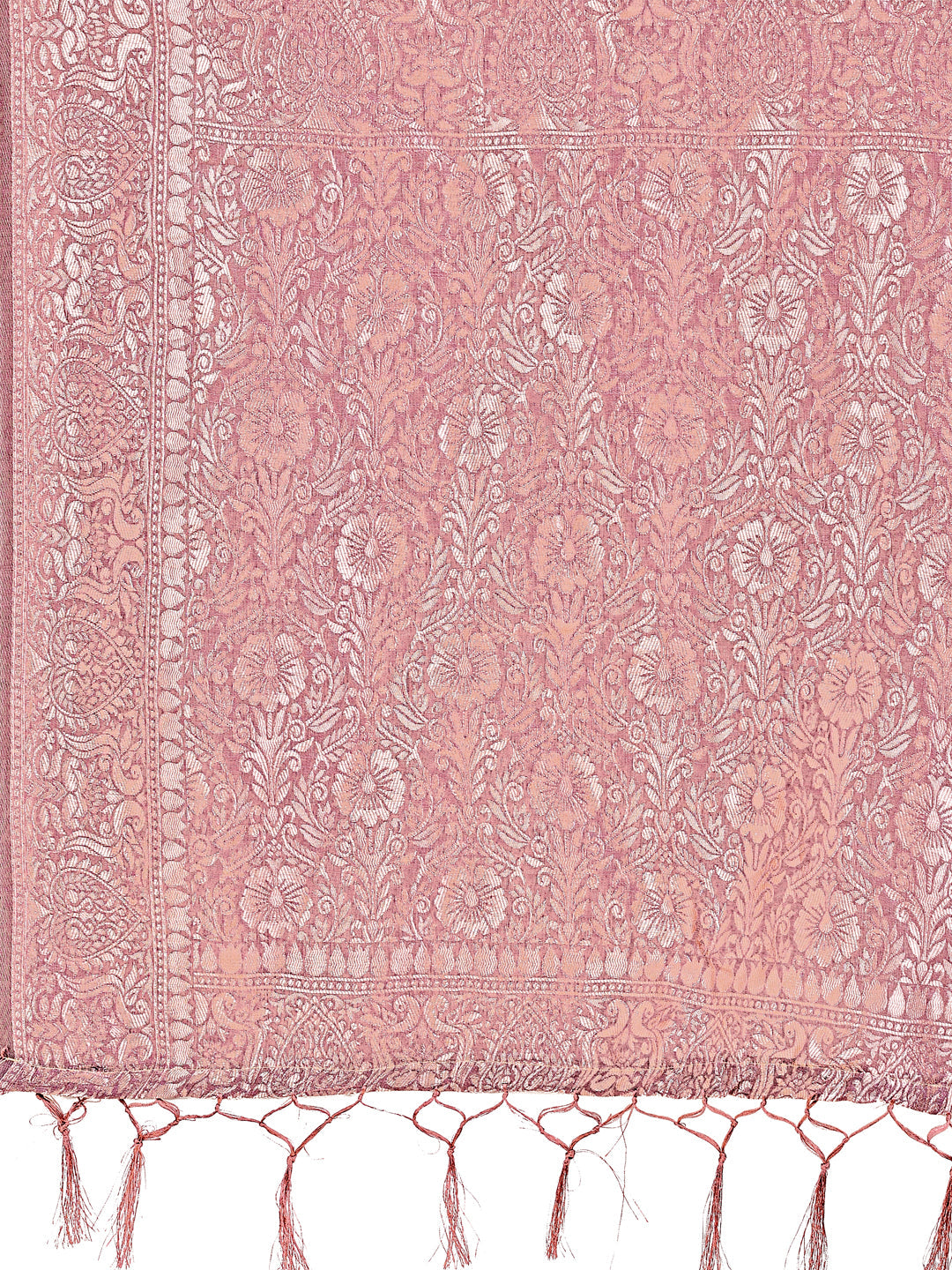 Purple Linen Cotton Saree with Silver Zari Border and Geometric Weave