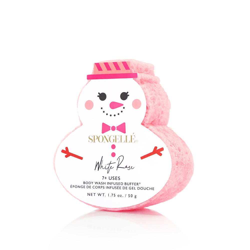 Spongelle Holiday Snowman Body Wash Infused Buffer with White Rose Scent