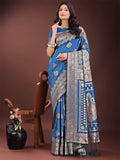 Shree Shyam Fashion Graceful Royal Blue Banarasi Silk Saree with Silver Zari - Perfect Ethnic Wear for Weddings & Festive Moments