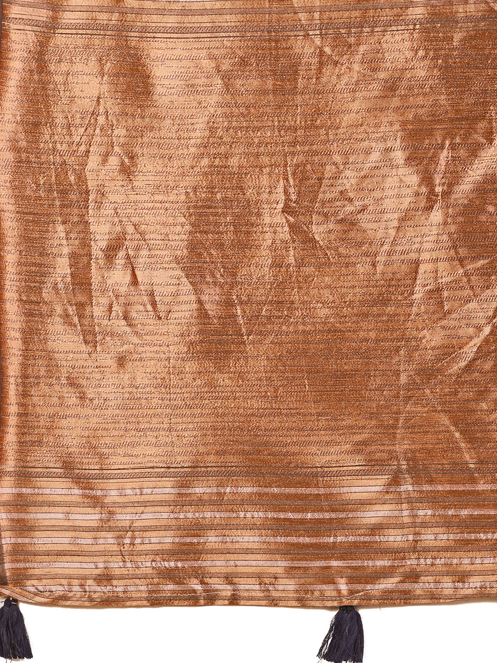 Charcoal Black Linen Cotton Saree with Abstract Print & Copper Zari