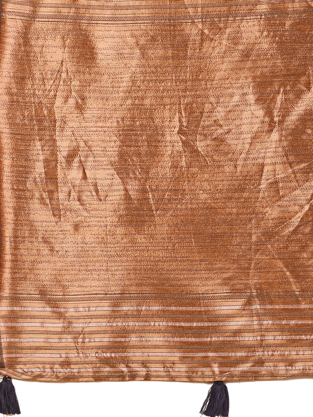 Charcoal Black Linen Cotton Saree with Abstract Print & Copper Zari