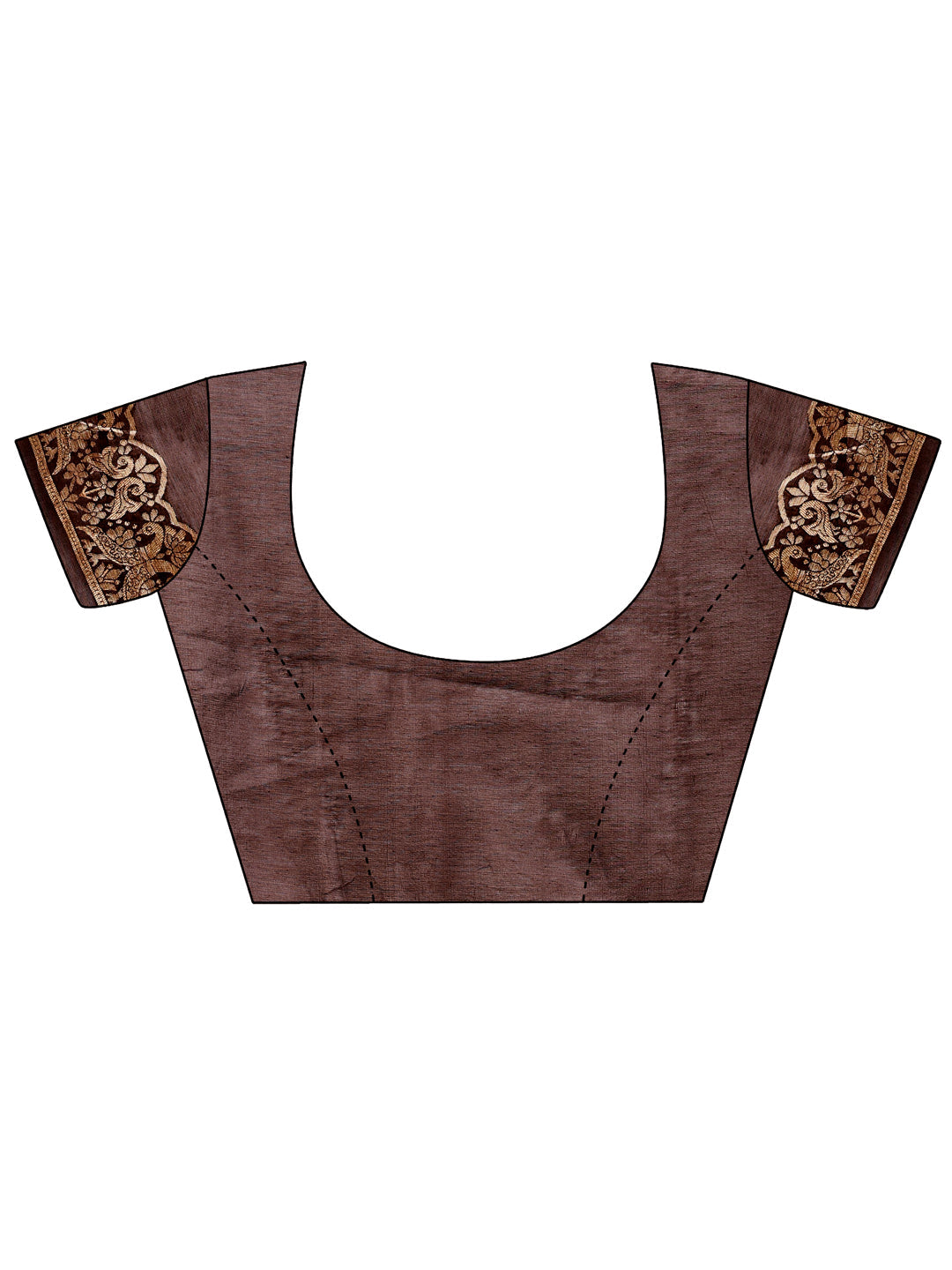 Brown Linen-Cotton Saree with Royal Peacock Woven Pallu
