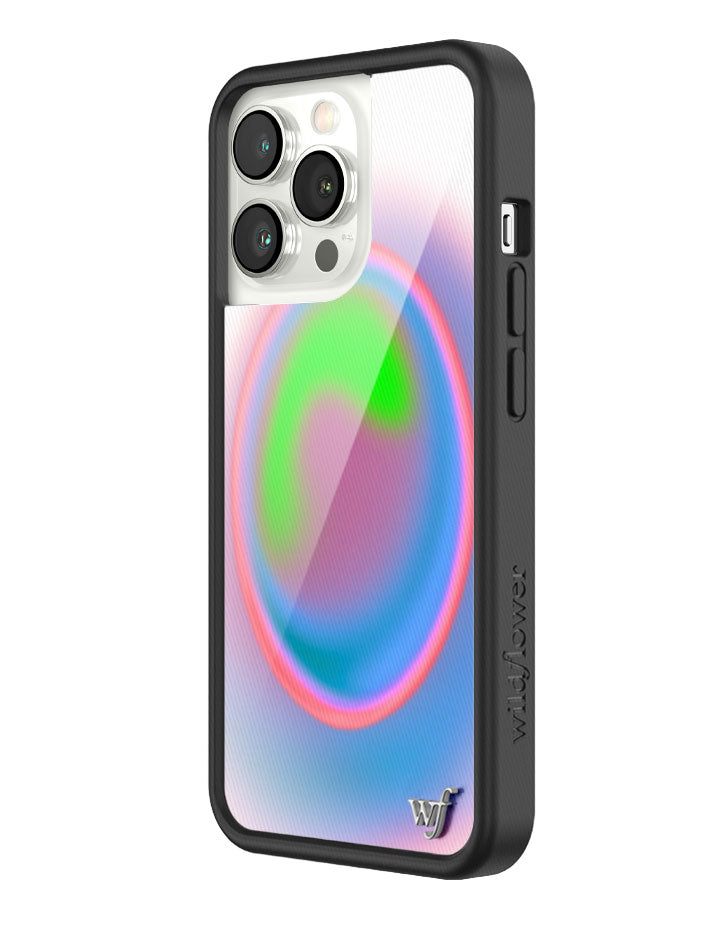 Aura iPhone Case with Electric Green Pink and Blue Gradient