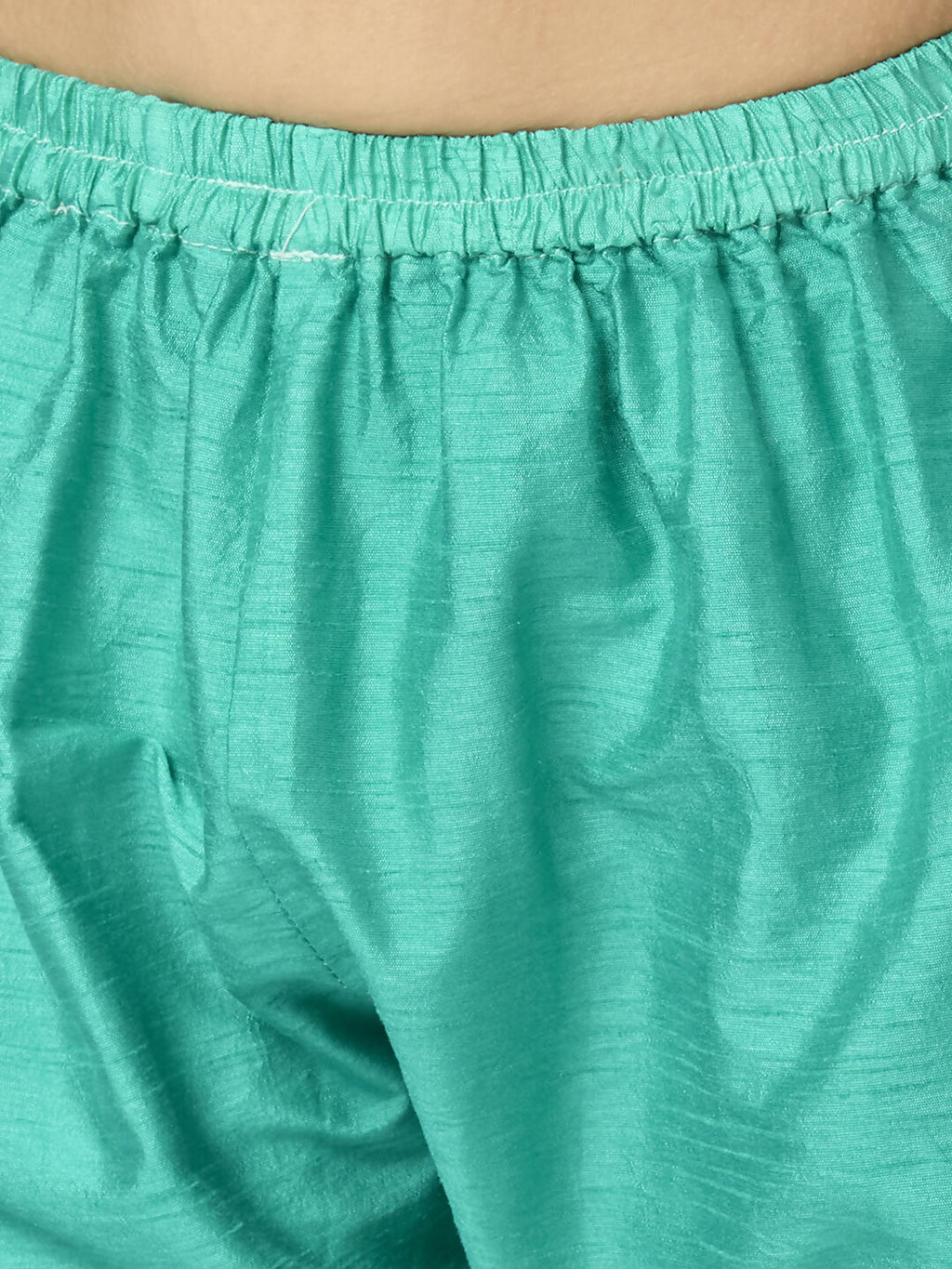 Boys Sea Green Chanderi Kurta and Pyjama Set with Butta Work