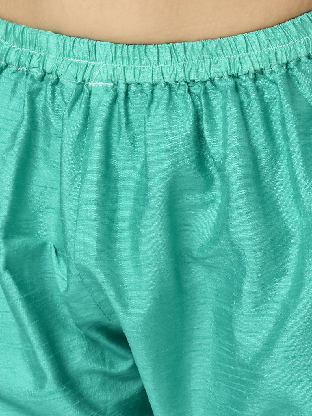 Boys Sea Green Chanderi Kurta and Pyjama Set with Butta Work