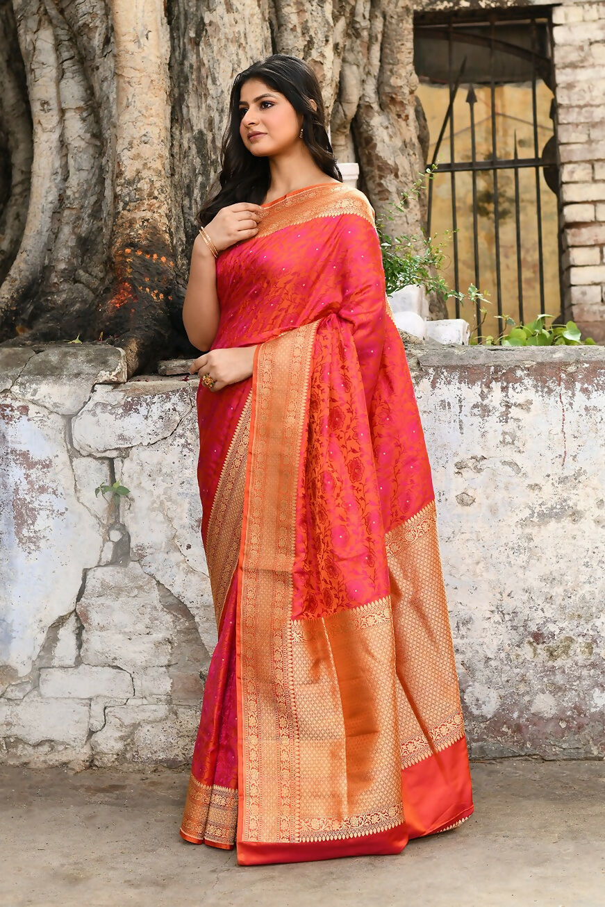 Red Pure Katan Pure Handloom Banarasi Silk Saree
