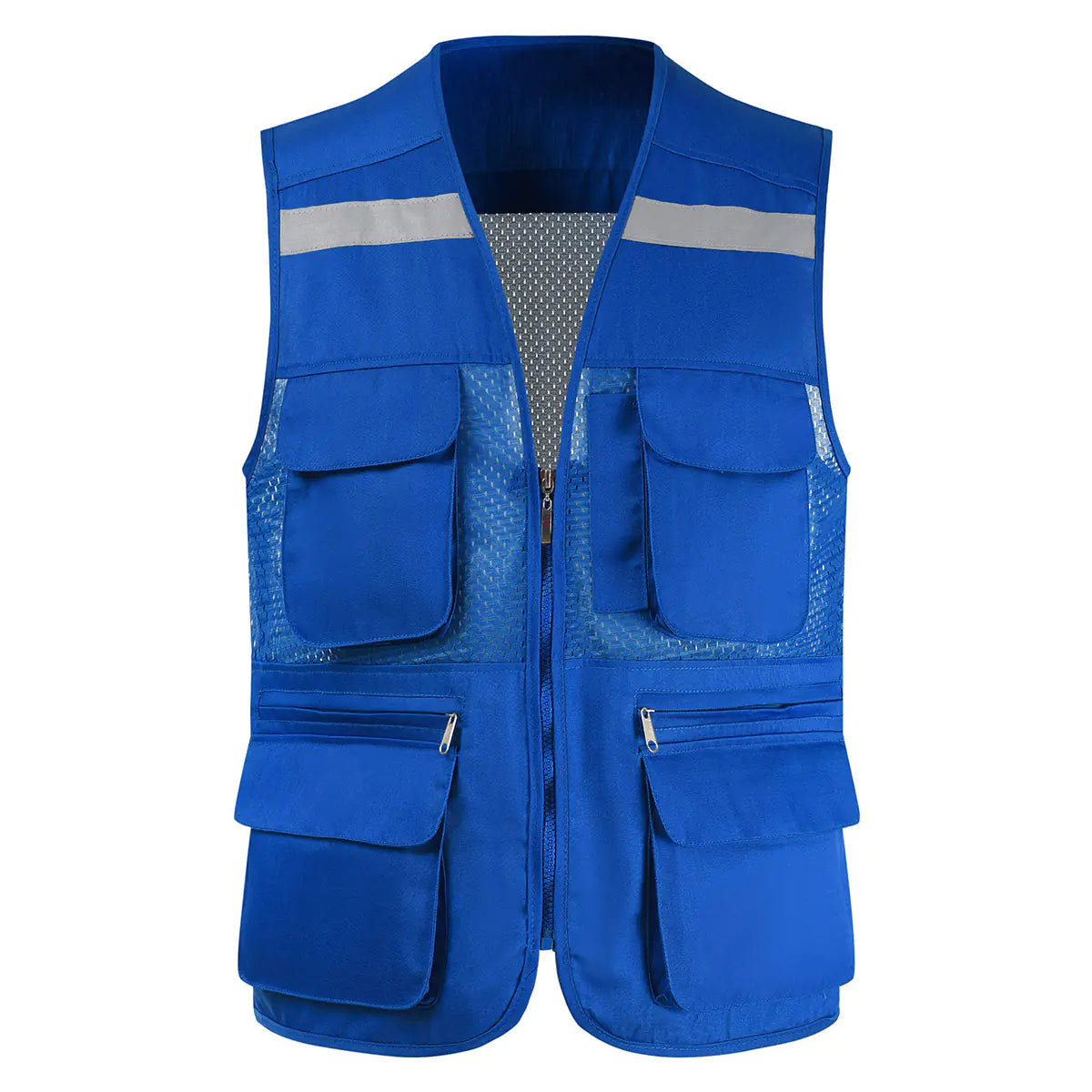 Men's Reflective Safety Vest with Multi-Pocket Mesh Design
