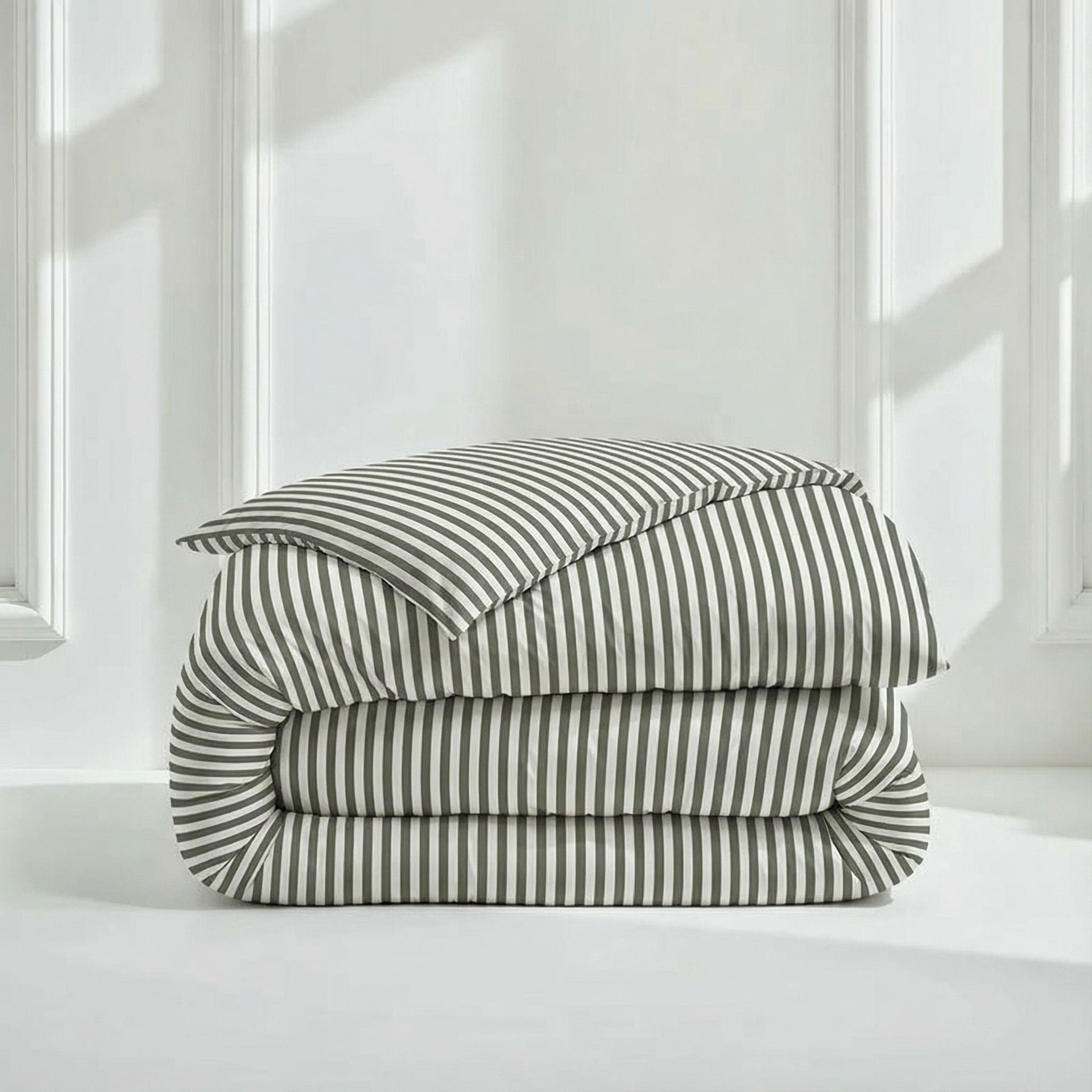 Australian Sateen Bedding Bundle in Stripe and Solid