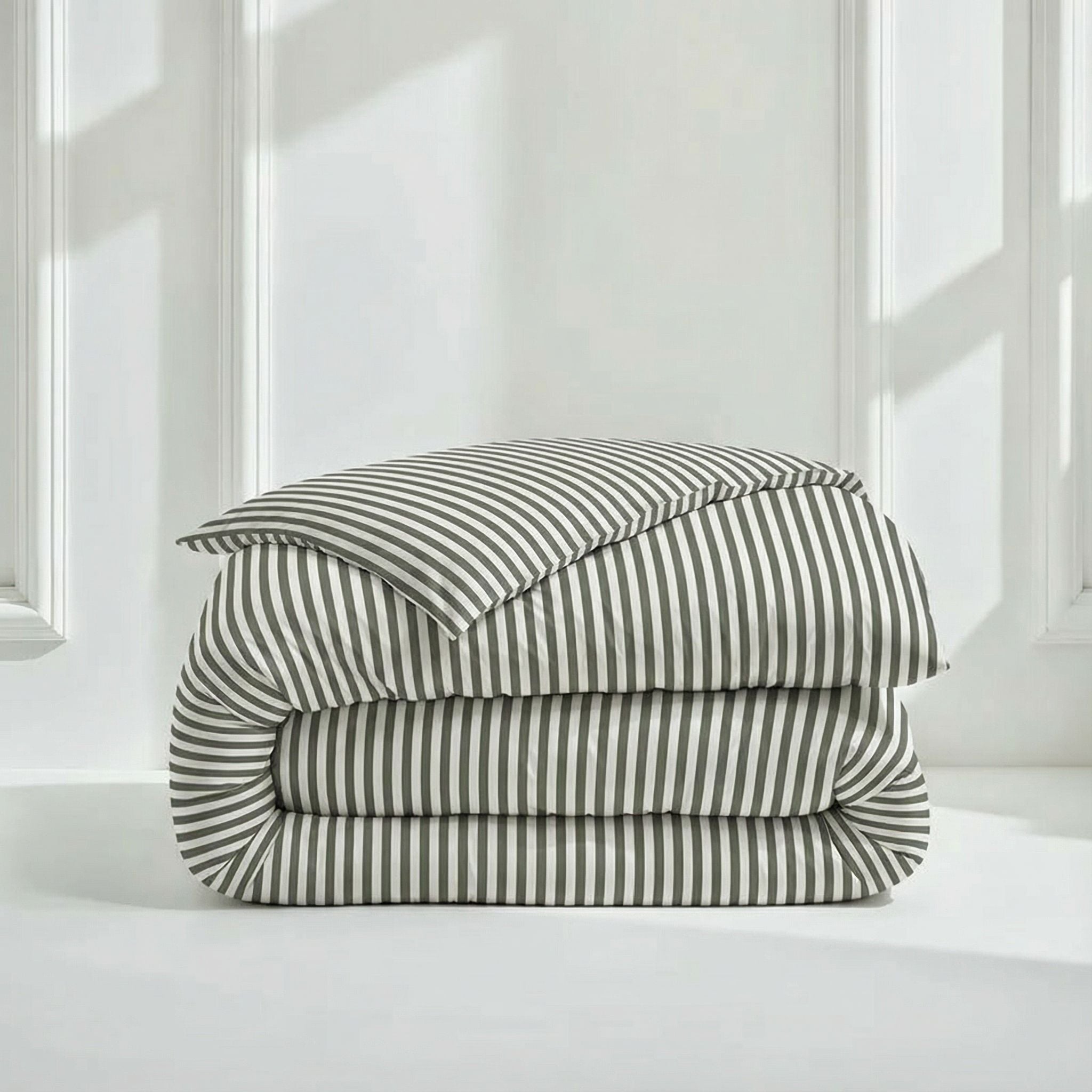 Australian Sateen Bedding Bundle in Stripe and Solid