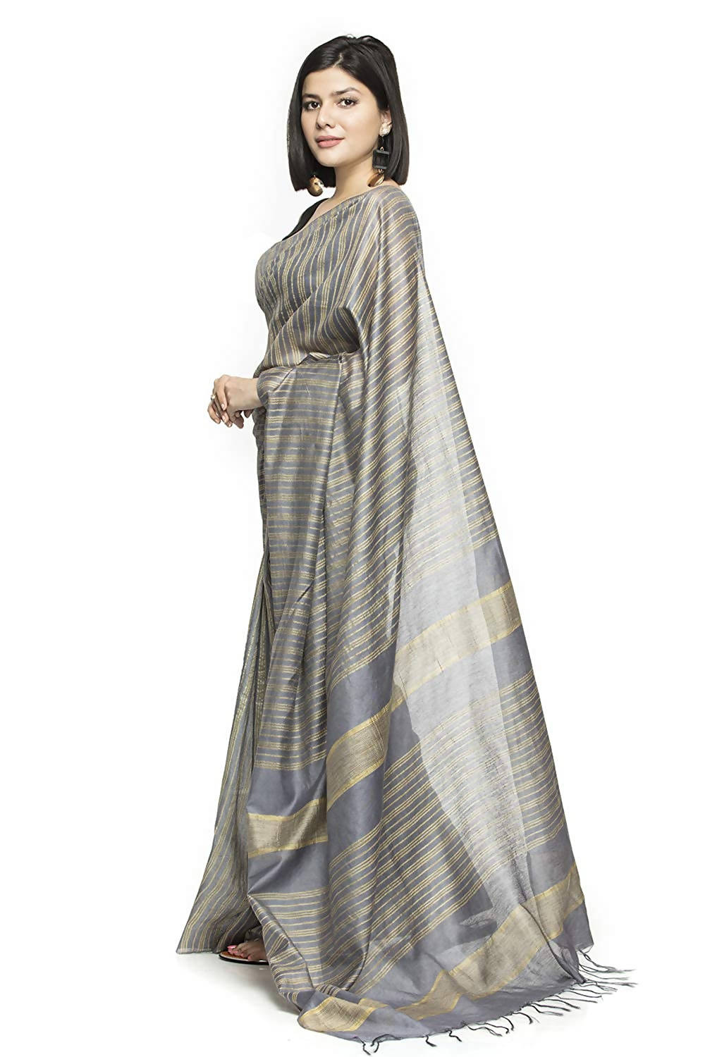 Grey Bhagalpuri Saree for Casual and Party Wear with Blouse Piece
