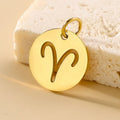SUNIBI DIY Stainless Steel Disc Components 12 Zodiac Charms for Handmade Jewelry Making Designer Gold Plated Charms for Bracelet