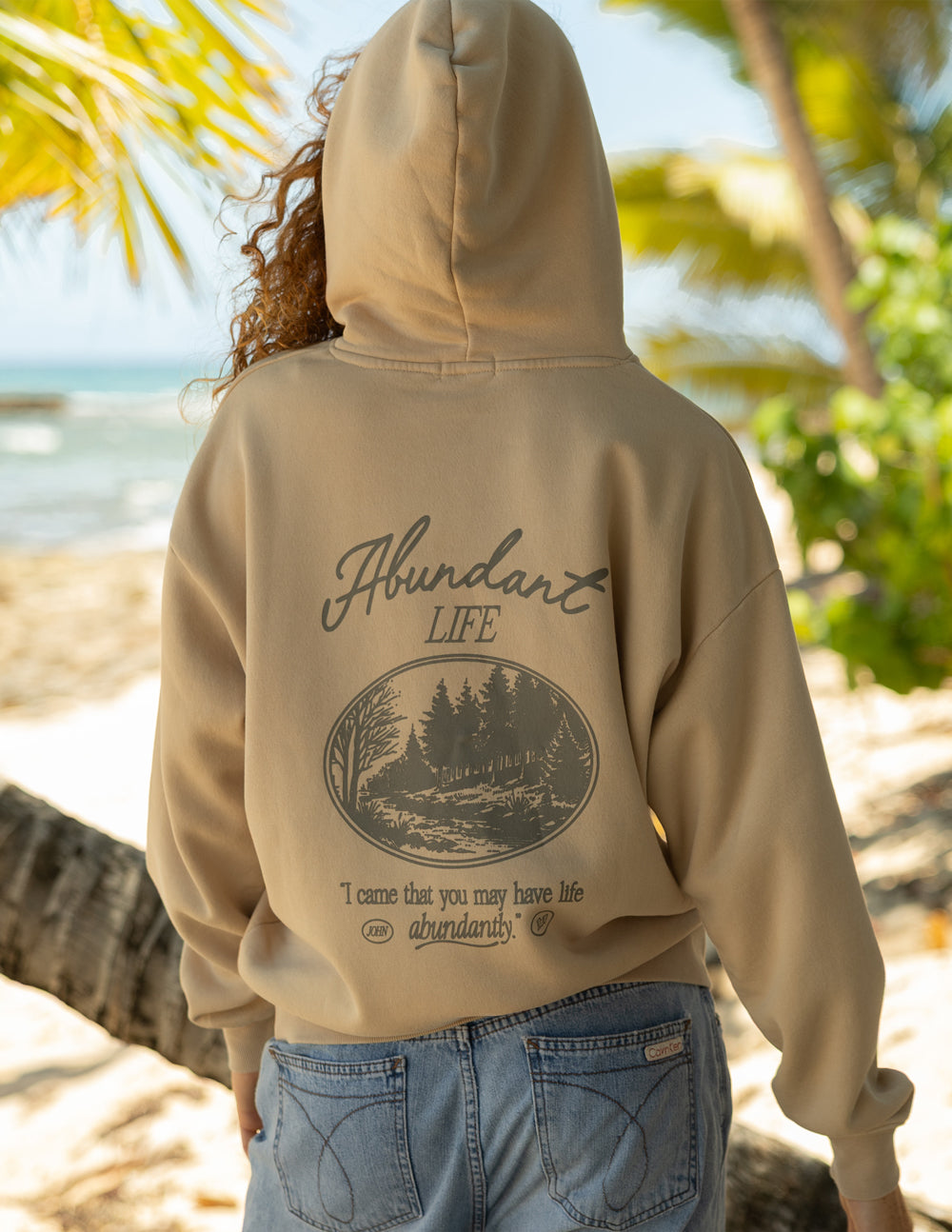 Abundant Life Unisex Hoodie in Beige and Taupe