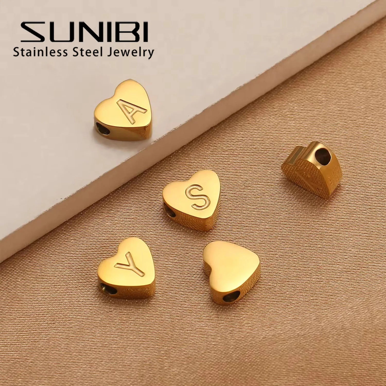 SUNIBI Initial Name Heart Shape Pendant For Necklaces Stainless Steel Necklace for Women Bracelet Make Earrings Jewelry