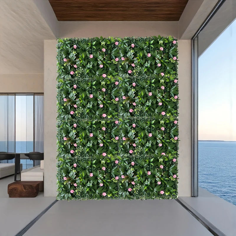 Green Plant Wall Panels Artificial Plant Wall Decoration Biological Plant Wall for Outdoor Garden Wedding Wall Fence Decoration