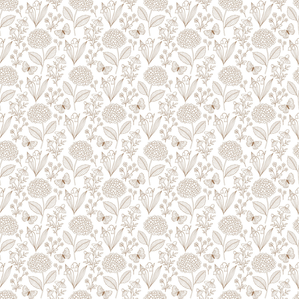 Adalyn Botanical Peel and Stick Wallpaper in White, Taupe, and Grey-Blue