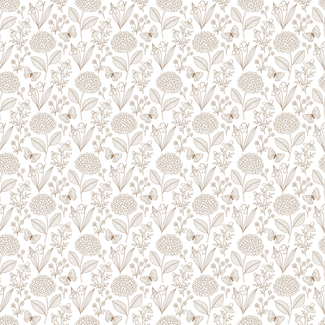 Adalyn Botanical Peel and Stick Wallpaper in White, Taupe, and Grey-Blue