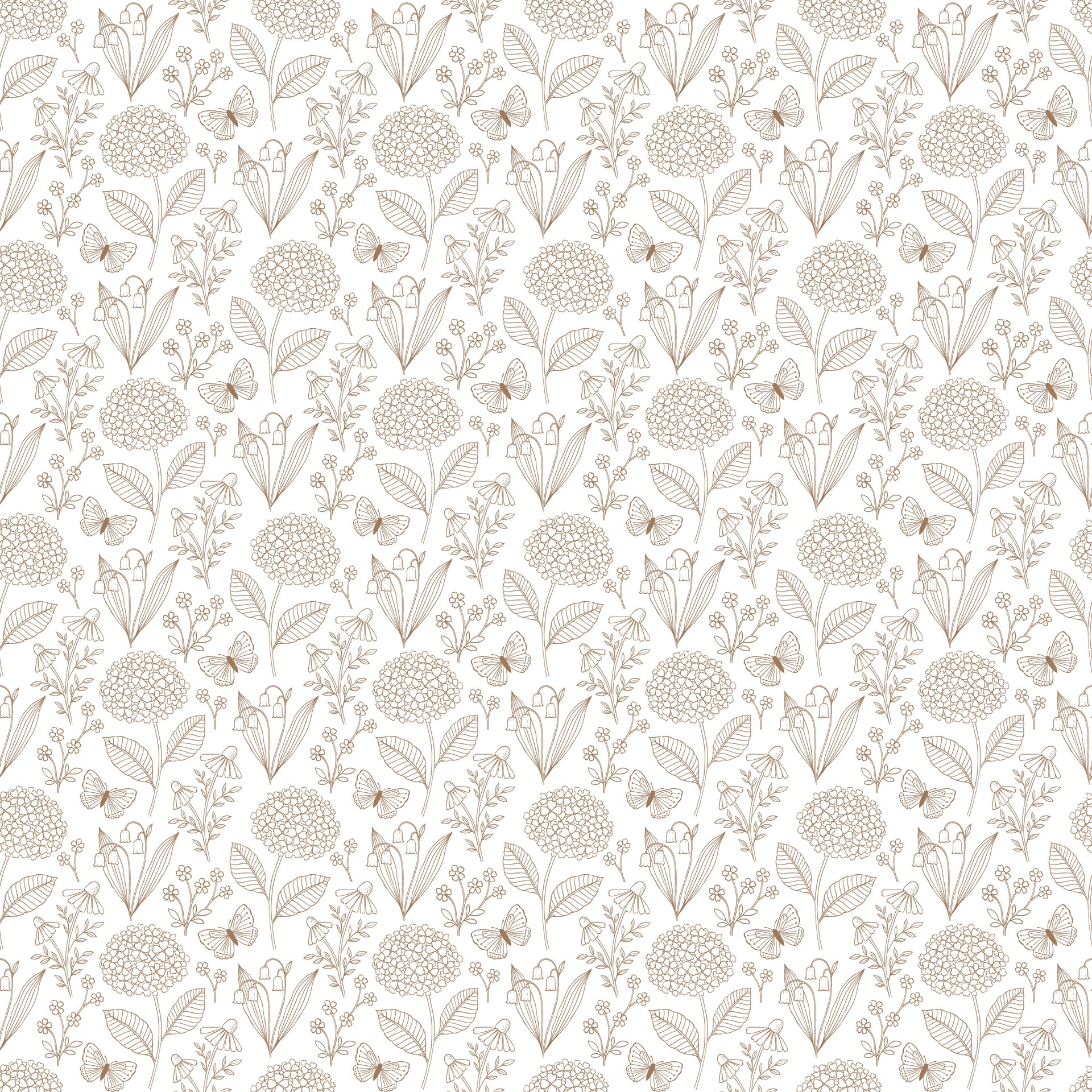 Adalyn Botanical Peel and Stick Wallpaper in White, Taupe, and Grey-Blue