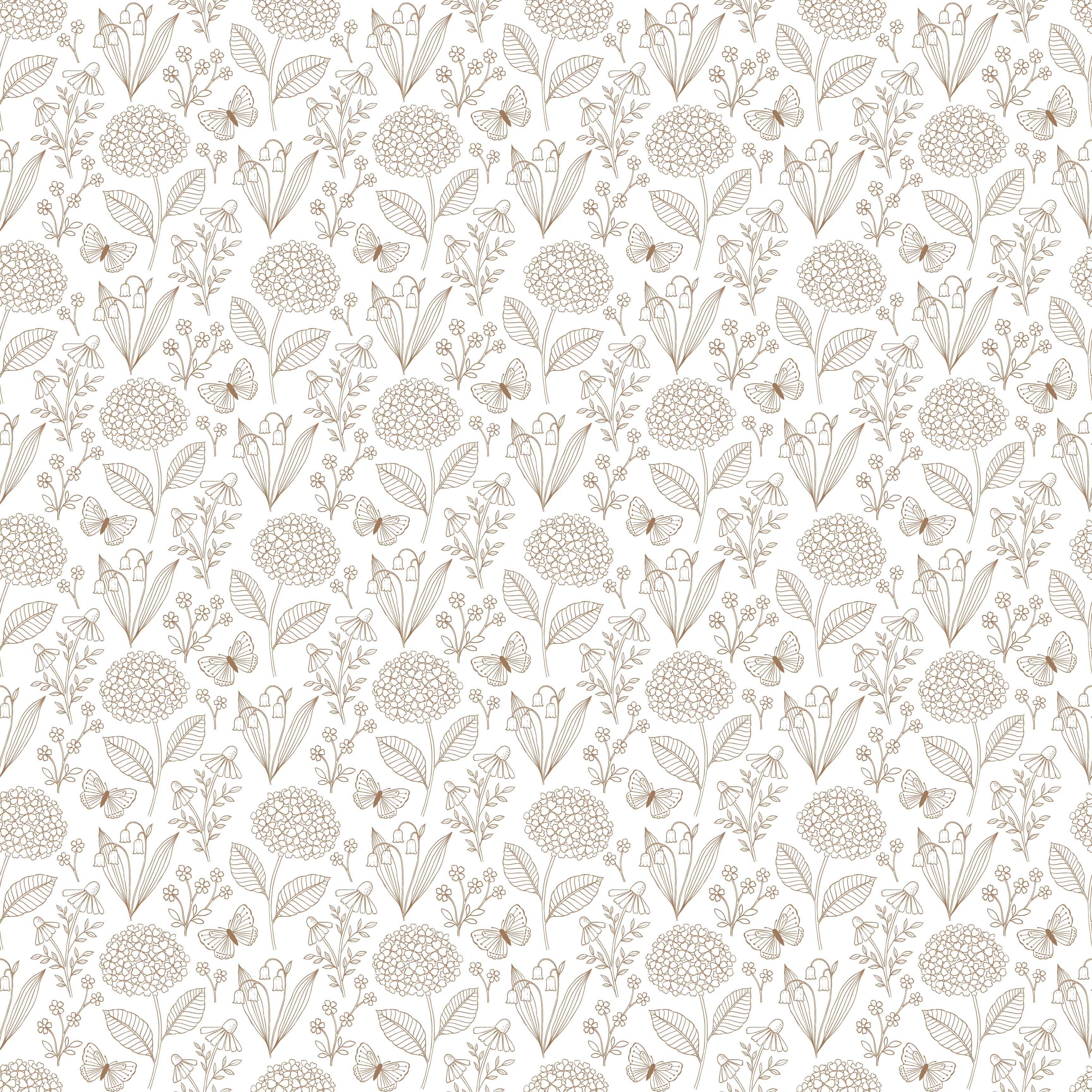 Adalyn Botanical Peel and Stick Wallpaper in White, Taupe, and Grey-Blue