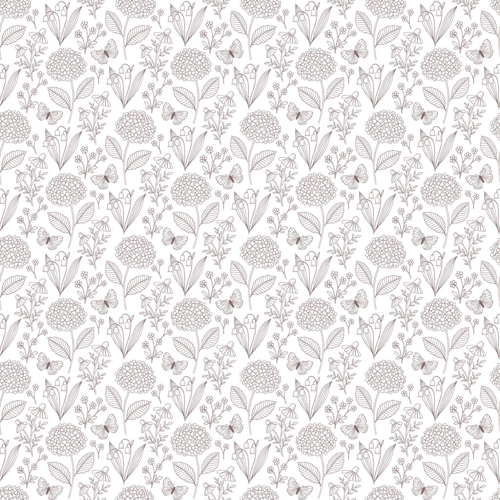 Adalyn Botanical Peel and Stick Wallpaper in White, Taupe, and Grey-Blue