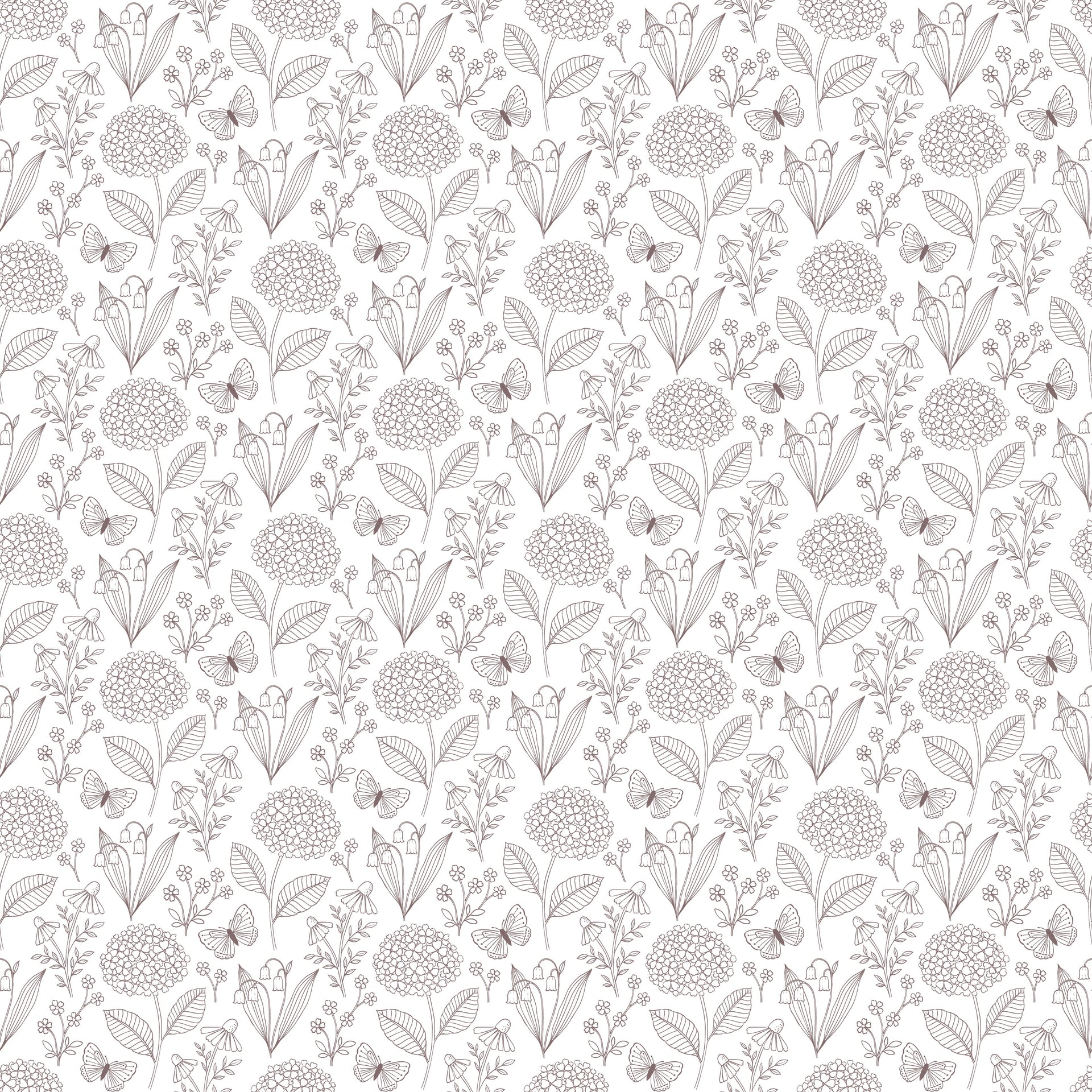 Adalyn Botanical Peel and Stick Wallpaper in White, Taupe, and Grey-Blue