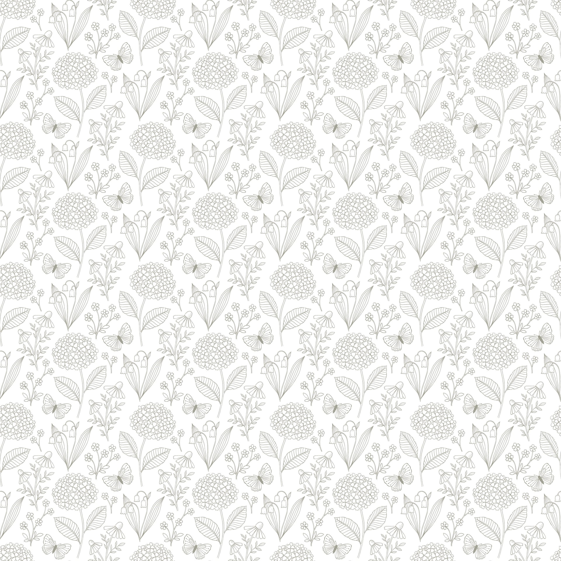 Adalyn Botanical Peel and Stick Wallpaper in White, Taupe, and Grey-Blue