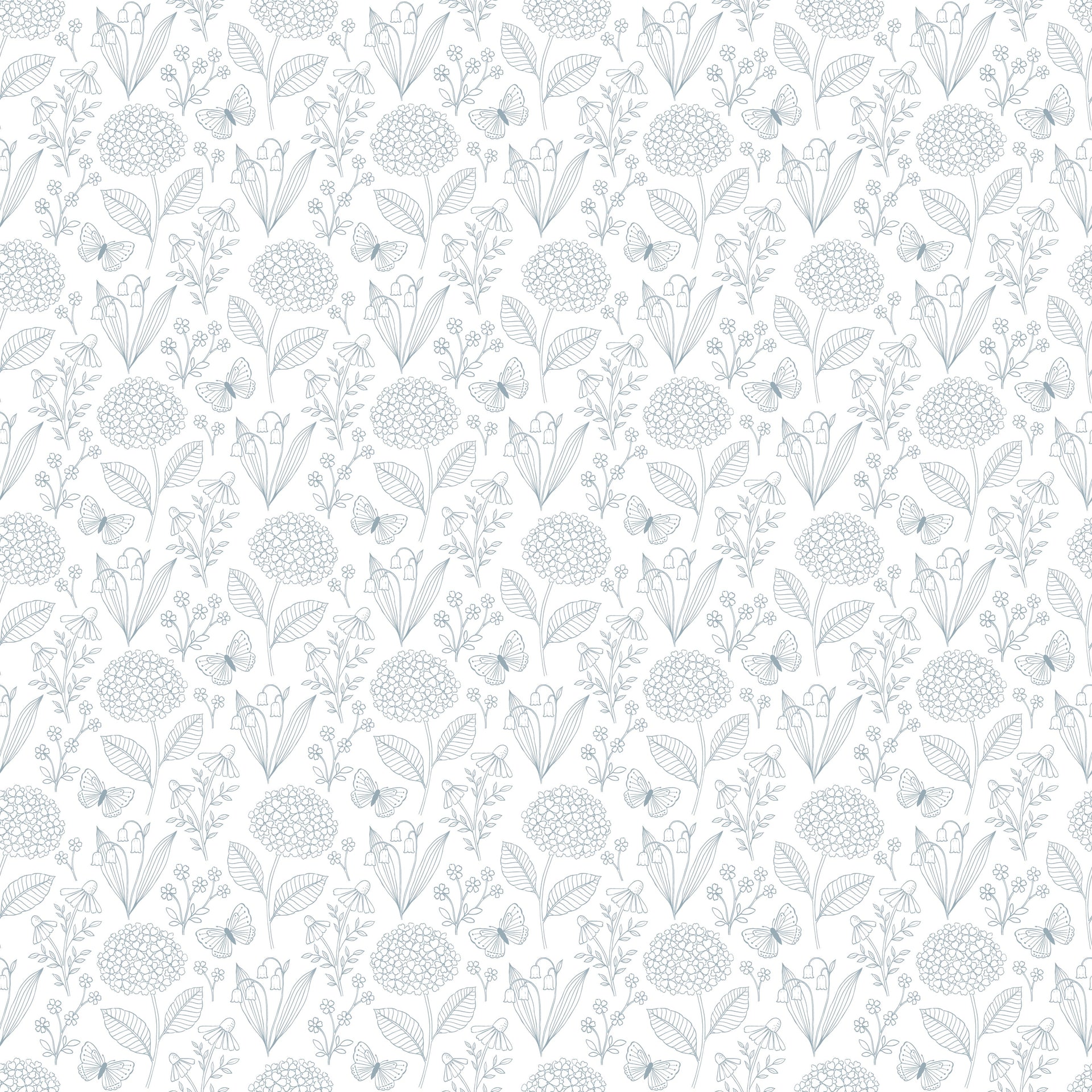 Adalyn Botanical Peel and Stick Wallpaper in White, Taupe, and Grey-Blue